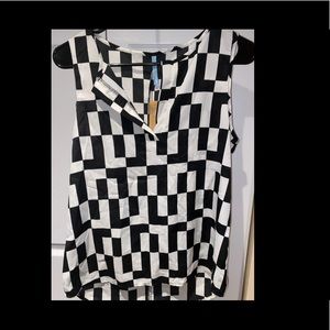 Francescas NWT black and white tank blouse size S
